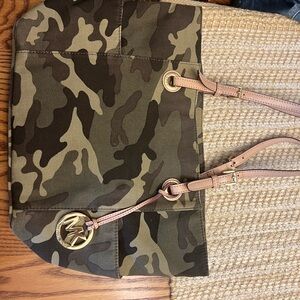 Michael Kors Green and Brown Camouflage Tote